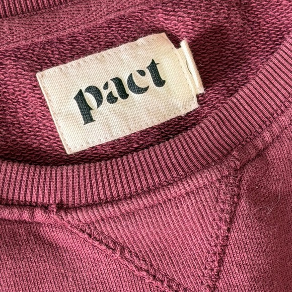 Pact Downtime 100% Cotton Sweatshirt Dress S Cabernet NEW Pullover Has Pockets - Picture 5 of 5